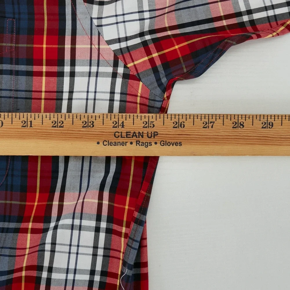 Jos. A. Bank Button Down Mens Large Red Plaid Traveler's Collection Cotton Shirt - Picture 9 of 12